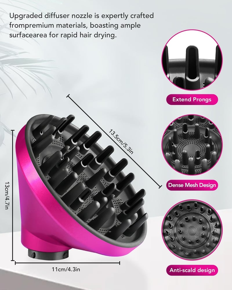 TOSAGE Airwrap Diffúzor Fej HS01/HS05/HS08 Kompatibilis Hullám és Göndör Hajhoz Fukszia