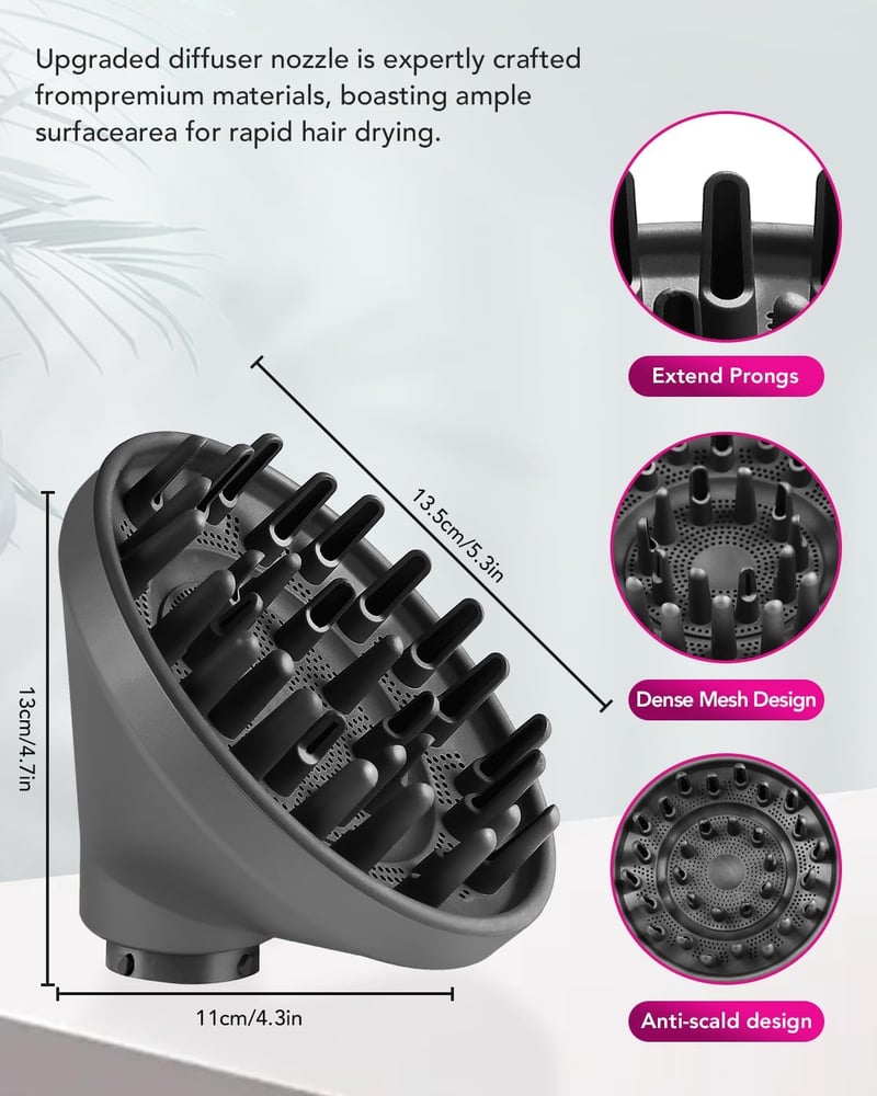TOSAGE Airwrap Diffúzor Fej Hullámok Göndörítéshez HS01 HS05 HS08 Szürke