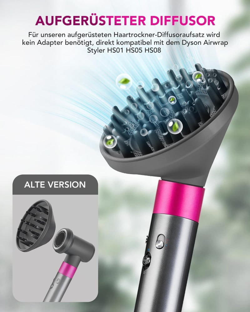 TOSAGE Airwrap Diffúzor Fej Hullámok Göndörítéshez HS01 HS05 HS08 Szürke
