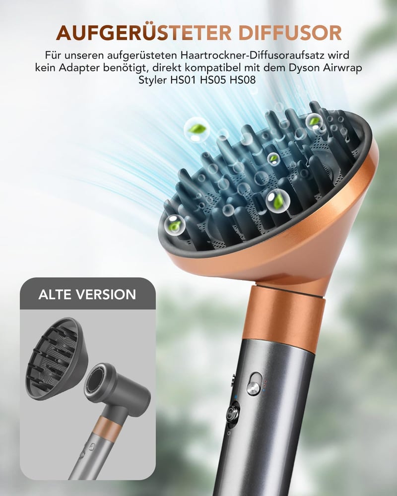 TOSAGE Diffúzor Dyson Airwrap HS01 HS05 HS08 Hullám Göndör Rézszín