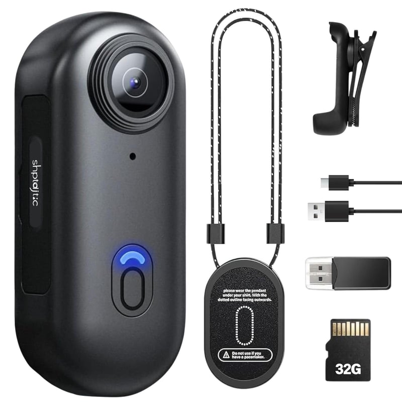 TOSBARRFT 1080P POV Pro telová kamera s 360° otočným magnetickým klipom, 150-minútovou výdržou batérie, vodotesná nositeľná kamera na bicyklovanie a turistiku (32 GB)