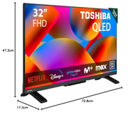 Toshiba 32QV2F63DG QLED Smart TV 32 colos (80 cm) Full HD 1920x1080 HDR DTS Virtual:X Alexa Bluetooth 2x HDMI televízió 3