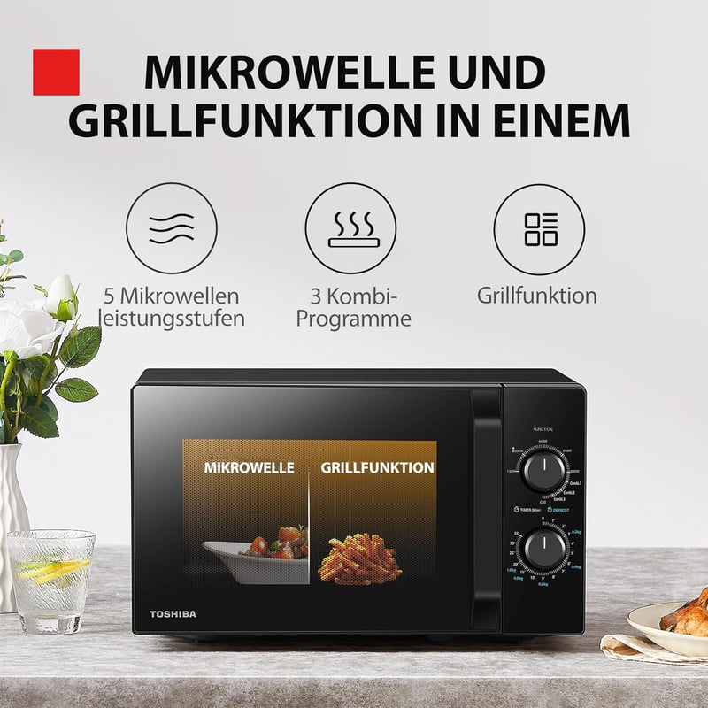 Toshiba MW2-MG20PF Mikrohullámú sütő grill funkcióval 1000W fekete