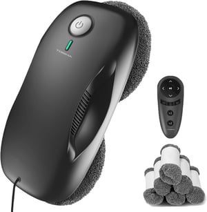 Robotický čistič okien Tosima W2 s sacím výkonom 3800 Pa - s diaľkovým ovládaním, inteligentným navigačným systémom a automatickou detekciou okrajov pre interiér a