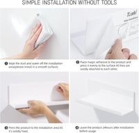 Toski Fali Polc Ragasztható Fehér 30cm 2db Fürdőszoba Konyha Lebegő Polc - White 3