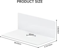 Toski Öntapadós Fali Polc 23cm Fehér - 2 Darab Szett, Fúrás Nélkül - 12T x 23B x 9H cm 2