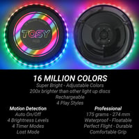 TOSY LED-es repülő korong 108 RGB világítással, vízálló, töltödhető, kültéri játék 3