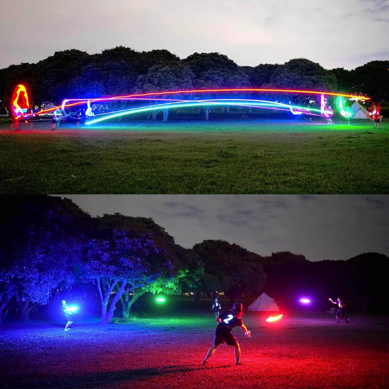 TOSY LED repülő korong 108 RGB világítással, vízálló, USB töltős, kültéri játék