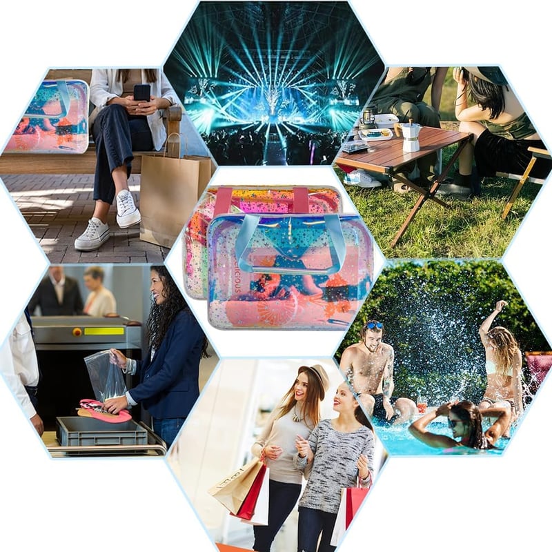 TotePrint Holografikus Kék Csillag Mintás Vízálló Sminkpárna Kozmetikai Táska