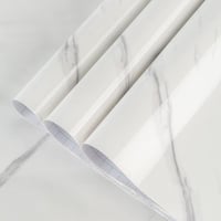 TOTIO 122 cm x 5 m extra széles öntapadós márványhatású vinyl dekorfólia fehér matt falra konyhába fürdőbe munkapultokhoz 1