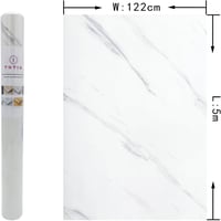 TOTIO 122 cm x 5 m extra széles öntapadós márványhatású vinyl dekorfólia fehér matt falra konyhába fürdőbe munkapultokhoz 7