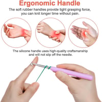 Totofy 14 részes horgolótű szett ergonomikus puha gumis fogantyúval hordtáskával - White-14 Pieces 4