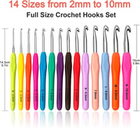 Totofy 14 részes horgolótű szett ergonomikus puha gumis fogantyúval hordtáskával - White-14 Pieces 2