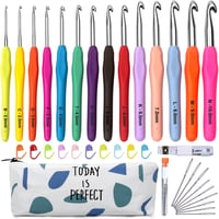 Totofy 14 részes horgolótű szett ergonomikus puha gumis fogantyúval hordtáskával - White-14 Pieces 1