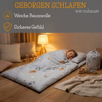 Detský spací vak Totsy Baby s vankúšom a zipsom pre deti od 3 do 7 rokov – 75x140 cm, vzor žirafy, škôlkarský spací vak s certifikátom Oeko-Tex 3