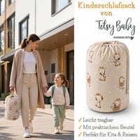 Detský spací vak Totsy Baby s vankúšom a zipsom pre deti od 3 do 7 rokov – 75x140 cm, vzor žirafy, škôlkarský spací vak s certifikátom Oeko-Tex 4
