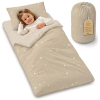 Detský spací vak Totsy Baby s vankúšom a zipsom pre deti od 3 do 7 rokov – 75x140 cm, vzor žirafy, škôlkarský spací vak s certifikátom Oeko-Tex 1