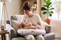 Totsy Baby jastuk za dojenje mali Minky 130 cm, s uzorkom sove siva B, za putovanja, jastuk za pozicioniranje, Oeko-Tex 6