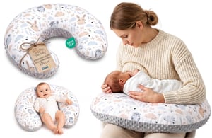 Totsy Baby jastuk za dojenje mali Minky 130 cm, s uzorkom sove siva B, za putovanja, jastuk za pozicioniranje, Oeko-Tex