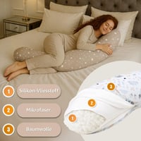 Pernă de alăptare Totsy Baby XXL din bumbac, pernă pentru dormit lateral, pernă pentru sarcină, pentru adulți 165x70 cm, model cu căprioare 3