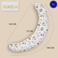 Pernă de alăptare Totsy Baby XXL din bumbac, pernă pentru dormit lateral, pernă pentru sarcină, pentru adulți 165x70 cm, model cu căprioare 2