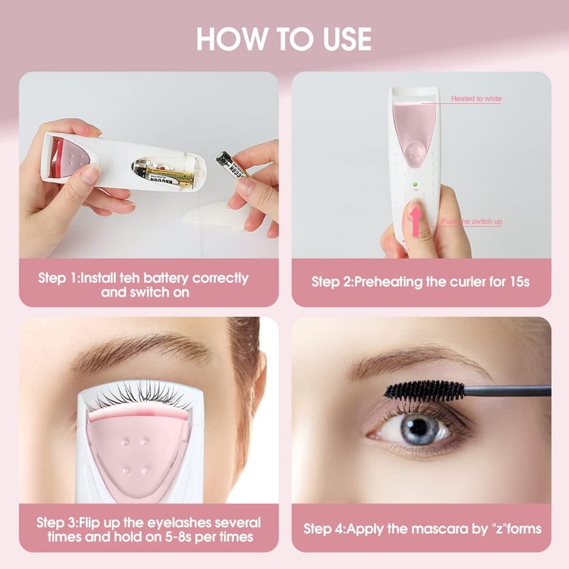 TOUCHBeauty AG-2003-BT elektromos szempilla göndörítő, fűthető szilikon párnával, rózsaszín