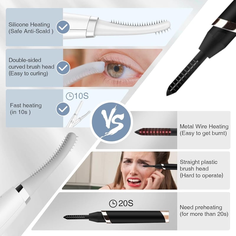 TOUCHBeauty USB-s elektromos szempilla göndörítő 3 hőfokozattal, 10 másodperces felmelegítés