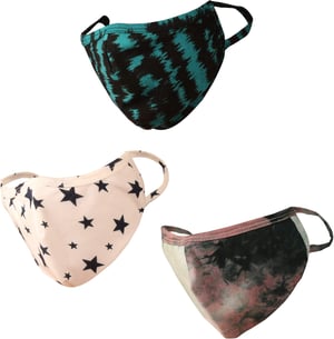 Set 3 măști de față Touchstone, din bumbac lavabil, cu model, multistrat, cu prindere comodă după ureche, mască de gură textilă, unisex, respirabilă, pentru adulți.