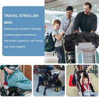 Geantă de transport și depozitare pentru cărucior Toulifly, impermeabilă și rezistentă la umiditate, cu design durabil, mâner întărit, negru, pentru avion și 5