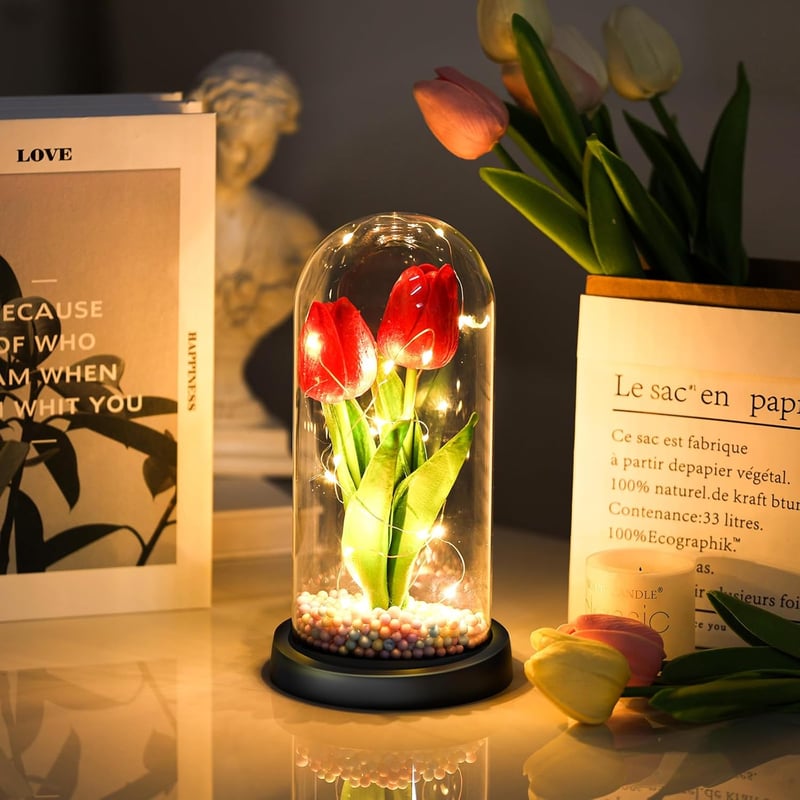 Touloube Örök Tulipán Üvegdomban - Ajándék Nőknek, Anyáknak, Nagymamáknak