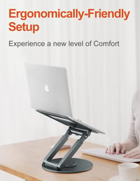 Tounee Állítható Laptop Állvány 360° Forgatható Bázissal, 10-17" Gépekhez, Ergonomikus Szürke 9
