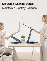Tounee Állítható Laptop Állvány 360° Forgatható Bázissal, 10-17" Gépekhez, Ergonomikus Szürke 3