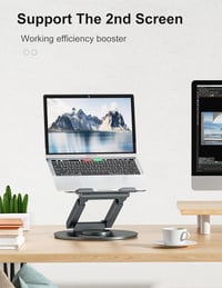 Tounee Állítható Laptop Állvány 360° Forgatható Bázissal, 10-17" Gépekhez, Ergonomikus Szürke 7