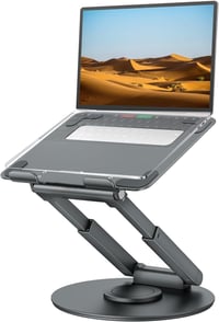 Tounee Állítható Laptop Állvány 360° Forgatható Bázissal, 10-17" Gépekhez, Ergonomikus Szürke 1