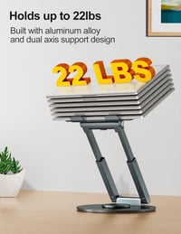 Tounee Állítható Laptop Állvány 360° Forgatható Bázissal, 10-17" Gépekhez, Ergonomikus Szürke 6
