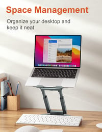 Tounee Állítható Laptop Állvány 360° Forgatható Bázissal, 10-17" Gépekhez, Ergonomikus Szürke 8