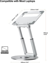 Tounee Állítható Laptop Állvány 360° Forgatható Ezüst 10-17 Colos Notebookhoz 4
