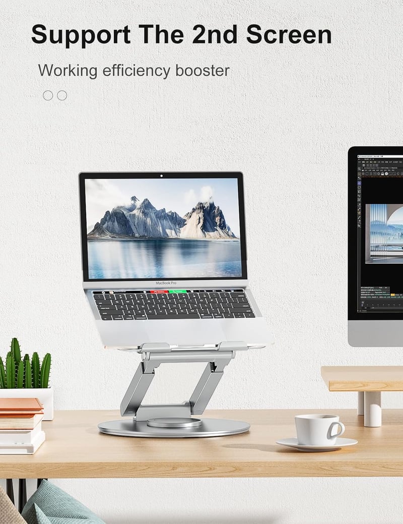 Tounee Állítható Laptop Állvány 360° Forgatható Ezüst 10-17 Colos Notebookhoz