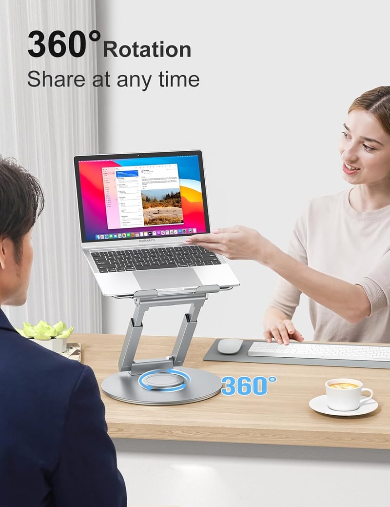Tounee Állítható Laptop Állvány 360° Forgatható Ezüst 10-17 Colos Notebookhoz