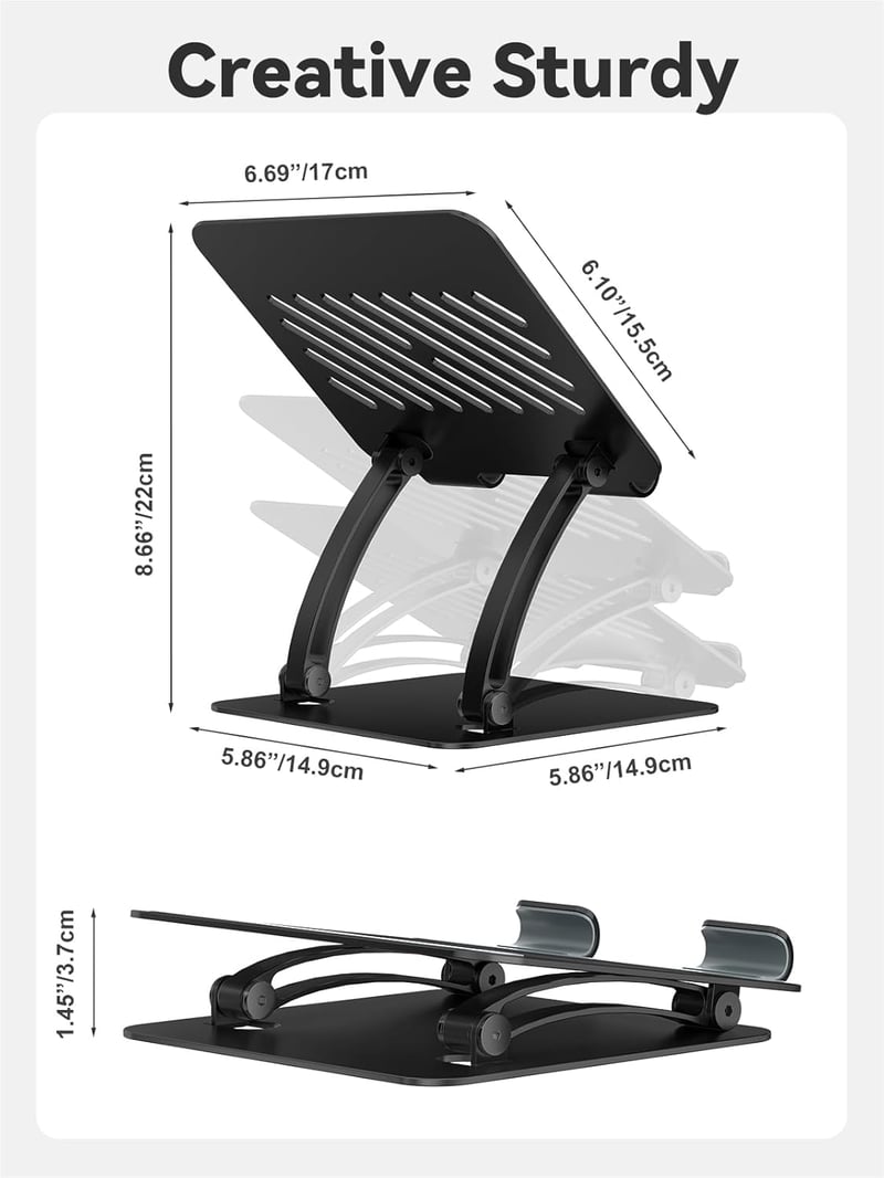 tounee Tablet Stand Aluminium Állvány iPad és Tablethez 4.7-16.5 Hüvelyk Fekete - black