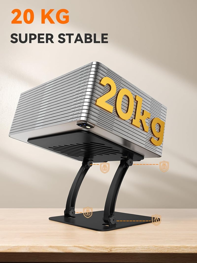 tounee Tablet Stand Aluminium Állvány iPad és Tablethez 4.7-16.5 Hüvelyk Fekete - black