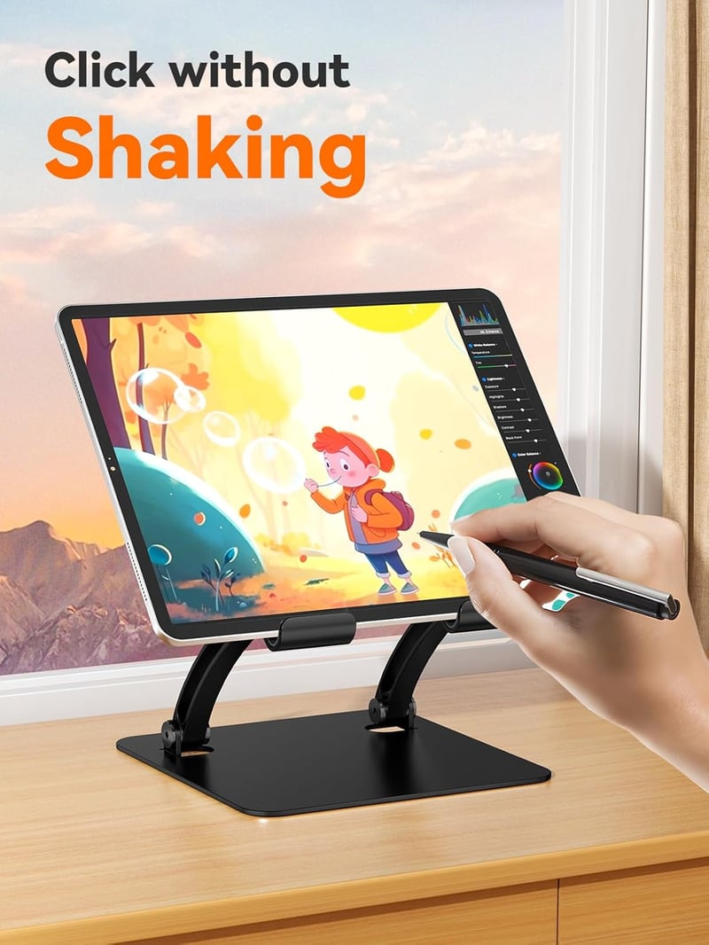 tounee Tablet Stand Aluminium Állvány iPad és Tablethez 4.7-16.5 Hüvelyk Fekete - black