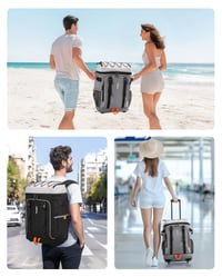 Rucsac Termic cu Roți TOURIT 30L, Capacitate 50 de Doze, Geantă Termică Portabilă Izolată pentru Călătorii, Camping și Drumeții, Gri 7