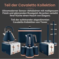Hranatý senzorový odpadkový kôš Tower Cavaletto, 58 litrov – polnočná modrá a ružové zlato 8