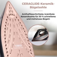 TOWER CeraGlide Gőzvasaló Kerámia Talppal 3100W Rozé Arany 4