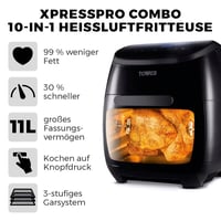 Friteuză cu aer cald digitală Tower T17076 Xpress Pro Combo 10 în 1, XXL, capacitate 11 L, temporizator 60 minute, 2000W, circulație rapidă a aerului, negru 2