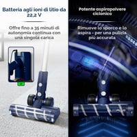 Akumulátorový vysávač Tower T513008 VL35 3 v 1 s HEPA filtrom a hlavicou proti namotávaniu vlasov, 1 l, 22,2 V, tmavomodrá a strieborná 4