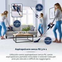 Akumulátorový vysávač Tower T513008 VL35 3 v 1 s HEPA filtrom a hlavicou proti namotávaniu vlasov, 1 l, 22,2 V, tmavomodrá a strieborná 3