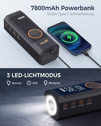 TowerTop 150 PSI Elektromos Légpumpa 7800 mAh Akkumulátoros Kerékpár Pumpa LED Kijelzővel - Black 4