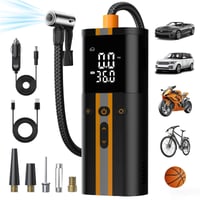 Pompă electrică pentru bicicletă TowerTop 12V DC, 150 PSI, flux dublu, 6000 mAh, umflare de 5 ori mai rapidă, 4 moduri presetate, manometru digital, memorie, LED 1